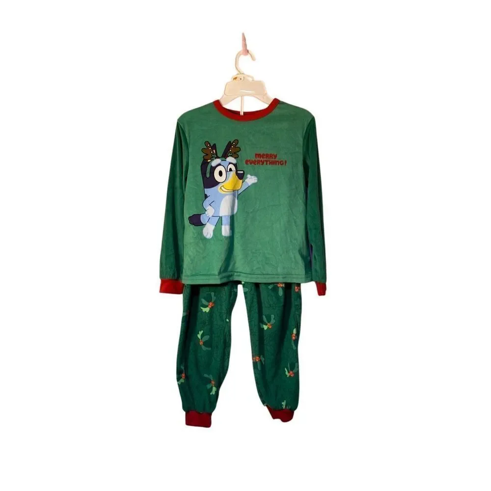 Bluey childrens 2 Piece merry everything flannel pajamas, size 8